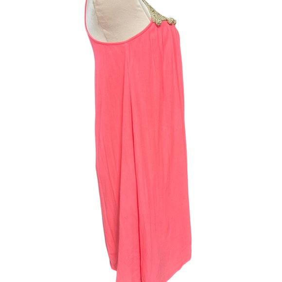 Lilly Pulitzer pink dress with gold detail. Completely lined. XS. Super cute. - Picture 5 of 11